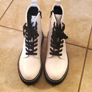 Madden Girl Combat Boots. Size 7. White